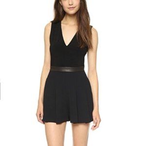 Alice + Olivia Mara V-neck Pleated Romper Black